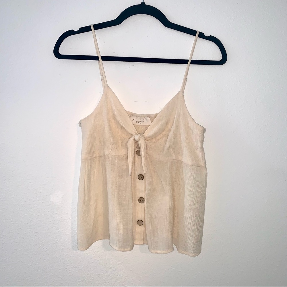 CJ Cruz Linen Tie Front Blouse